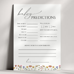 Colorful Wildflow Baby Shower Predictions Card Einladung