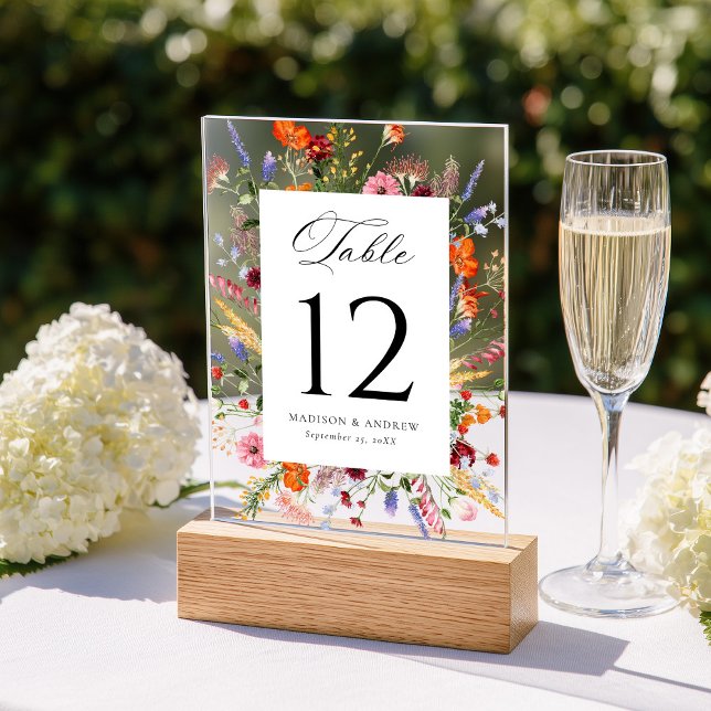 Colorful Wildflower Acrylic Wedding Table Number Acryleinladungen (Von Creator hochgeladen)