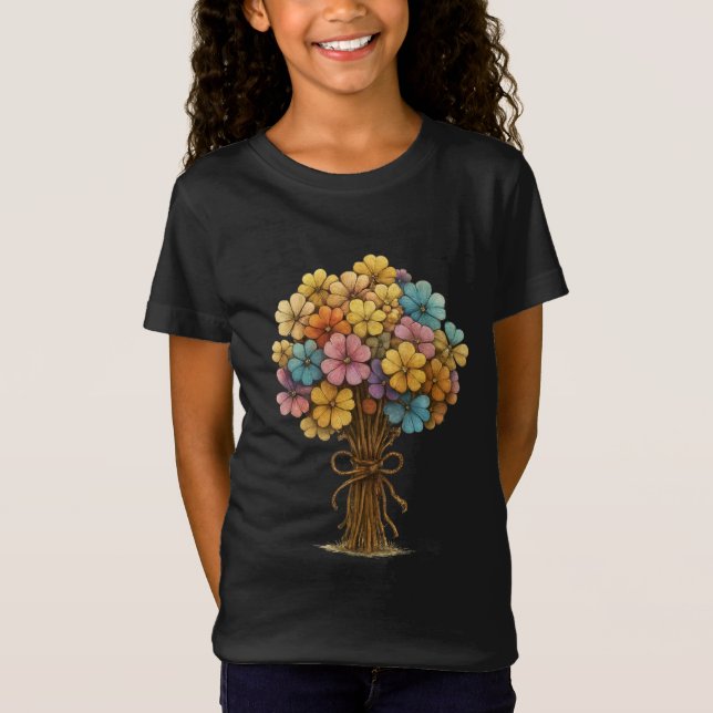 Colorful Wildflower Bouquet Whimsical Art T-Shirt (Vorderseite)