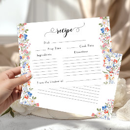 Colorful Wildflower Bridal Shower Recipe Card Begleitkarte