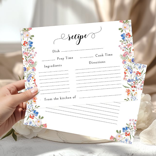 Colorful Wildflower Bridal Shower Recipe Card Begleitkarte (Von Creator hochgeladen)