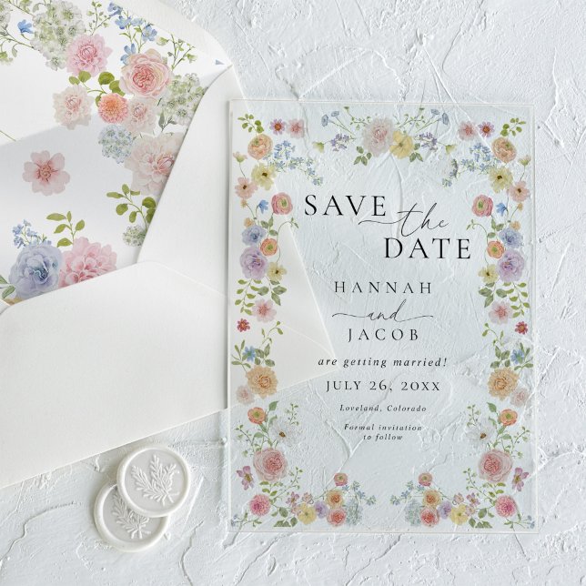 Colorful Wildflower Floral Photo Wedding Acryleinladungen (Von Creator hochgeladen)