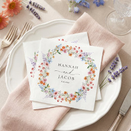 Colorful Wildflower Meadow Personalized Wedding Serviette
