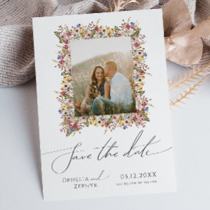Colorful Wildflower   Meadow Photo Frame  Save The Date