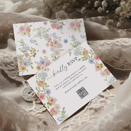 Colorful Wildflower QR Code Wedding RSVP Karte