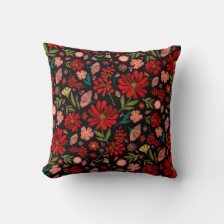 Colorful Wildflower Summer Floral Black Kissen