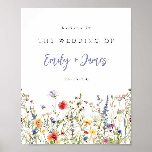 Colorful Wildflower Wedding Welcome Poster (Vorne)