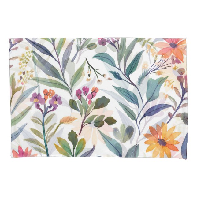 Colorful Wildflowers | Beautiful Floral Watercolor Kissenbezug (Vorderseite)