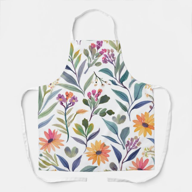Colorful Wildflowers | Beautiful Floral Watercolor Schürze (Vorderseite)