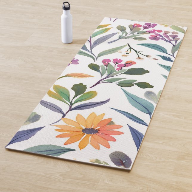 Colorful Wildflowers | Beautiful Floral Watercolor Yogamatte (Beispiel)