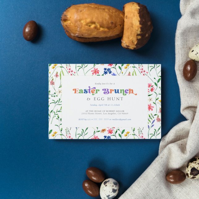 Colorful Wildflowers Easter Brunch & Egg Hunt Einladung (Von Creator hochgeladen)