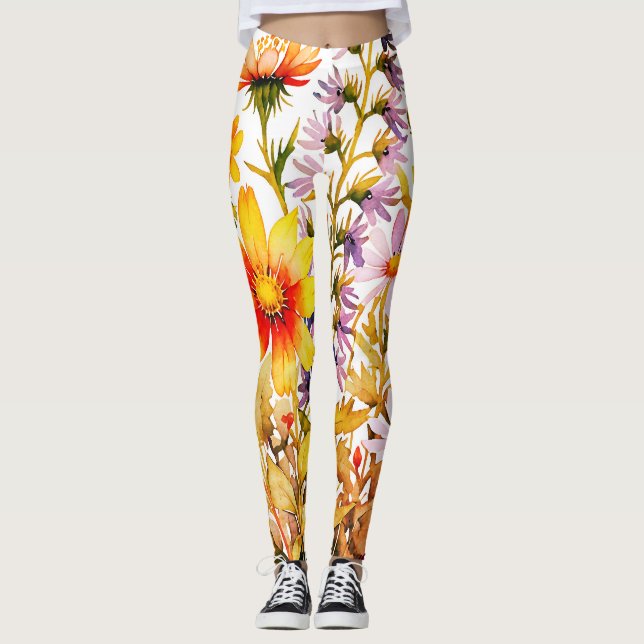 colorful wildflowers  watercolor painting leggings (Vorderseite)