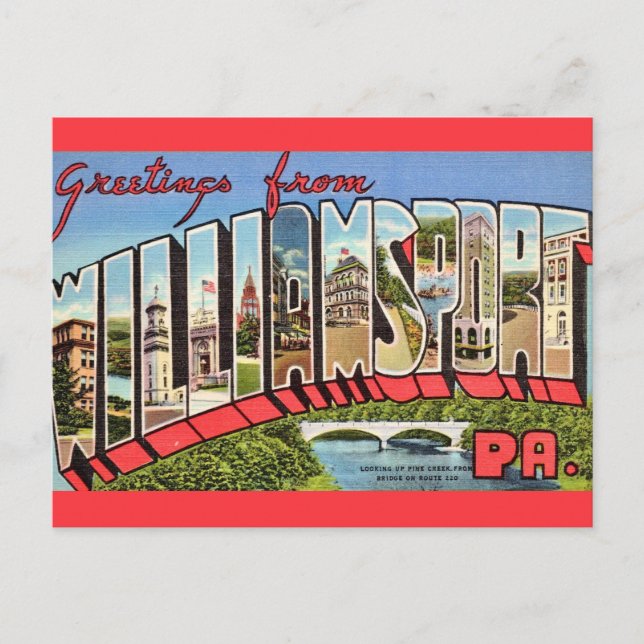 Colorful Williamsport PA Postkarte (Vorderseite)