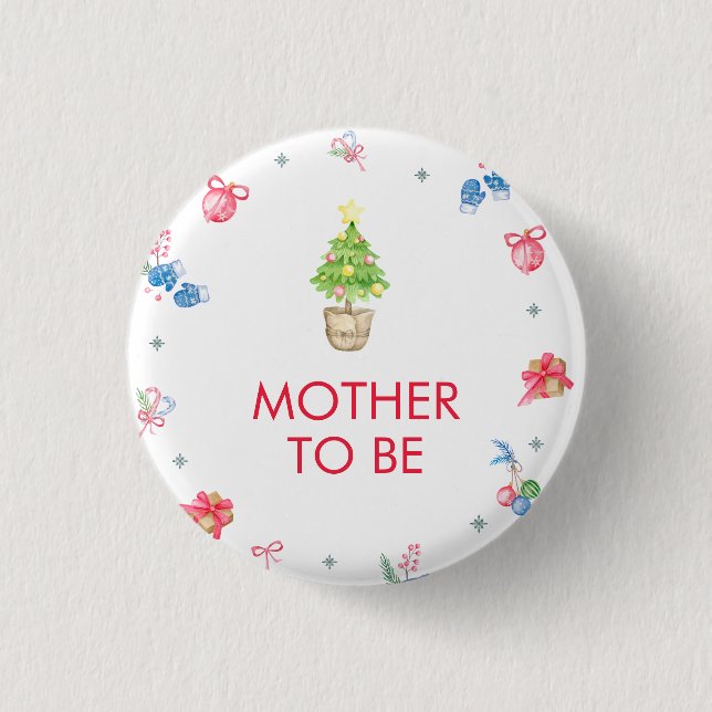 Colorful Winter Mother To Be Baby Shower  Button (Vorderseite)