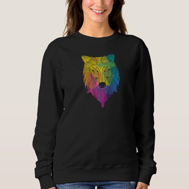 Colorful Wold Head Wolf Raglan Sweatshirt (Vorderseite)