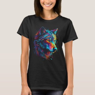 Colorful Wolf Head of Wolf Wildlife Women Men Ar T-Shirt