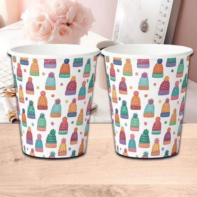 Colorful Woolly Hats Winter Pappbecher (Von Creator hochgeladen)