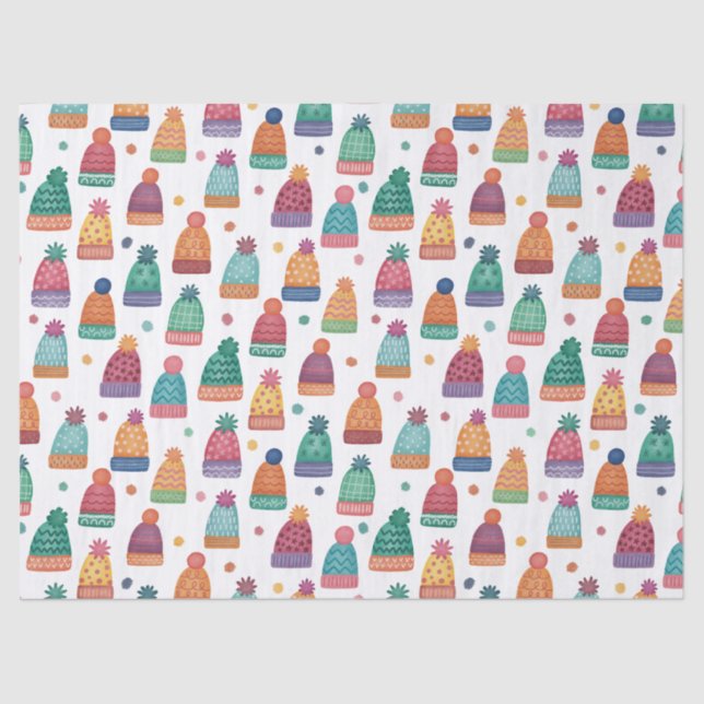 Colorful Woolly Hats Winter Seidenpapier (Vorderseite)