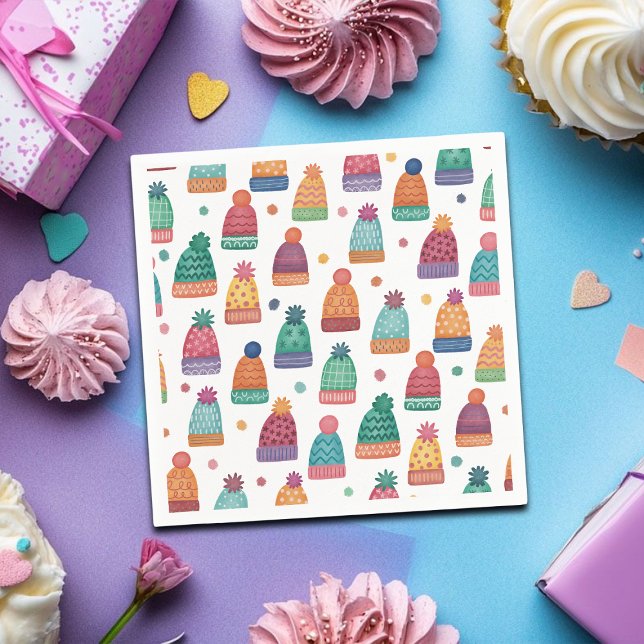 Colorful Woolly Hats Winter Serviette (Von Creator hochgeladen)