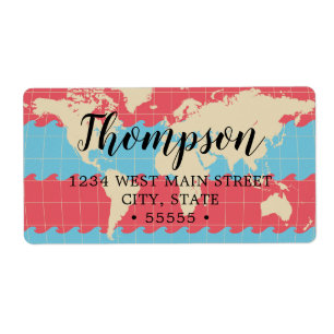 Colorful World Map Return Label