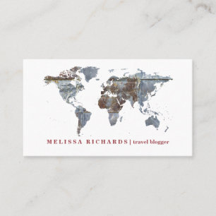 Colorful World Map Travel Blog Business Card Visitenkarte