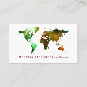 Colorful World Map Travel Blog Business Card Visitenkarte