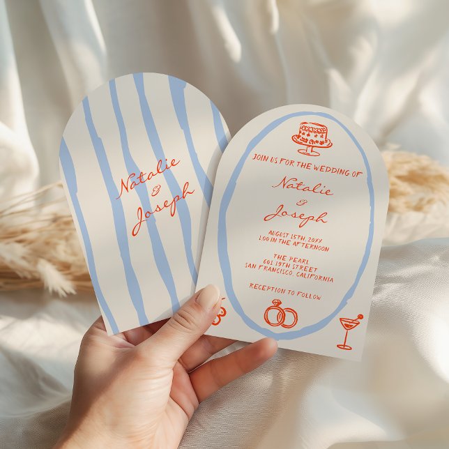 Colorful Written Painted Whimsical Arched Wedding Einladung (Von Creator hochgeladen)