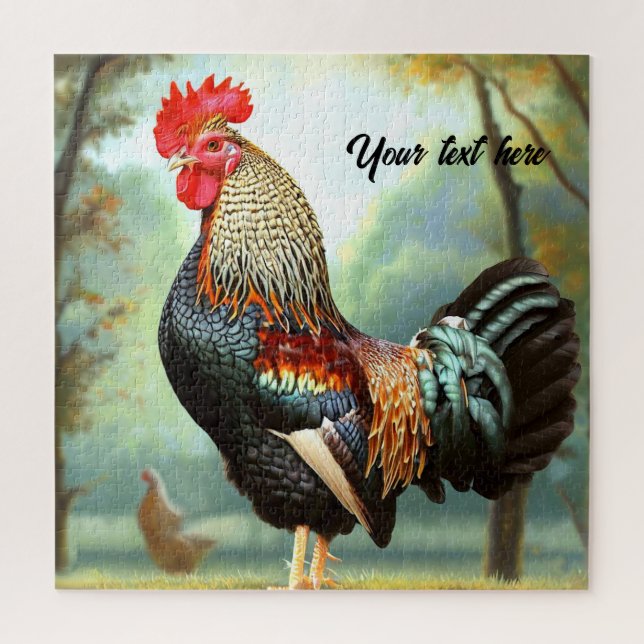 Colorful Wyandotte Rooster Puzzle (Vertikal)