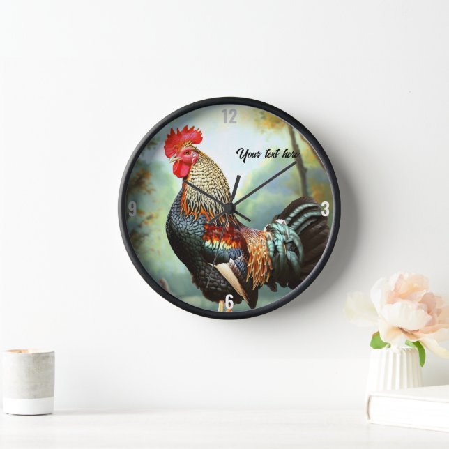 Colorful Wyandotte Rooster Uhr (Zuhause)