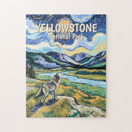Colorful Yellowstone National Park Wolf Howling Puzzle