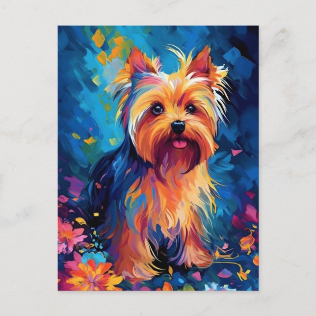 Colorful Yorkshire Terrier Postkarte (Vorderseite)