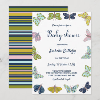 Colorfull Butterfly Summer Baby Dusche Einladung