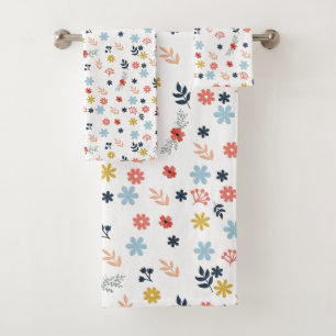 Colorfull Cute spring floral, watercolor pattern Badhandtuch Set