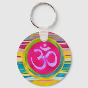 Colorfull Glitzer OM-Symbol Schlüsselanhänger