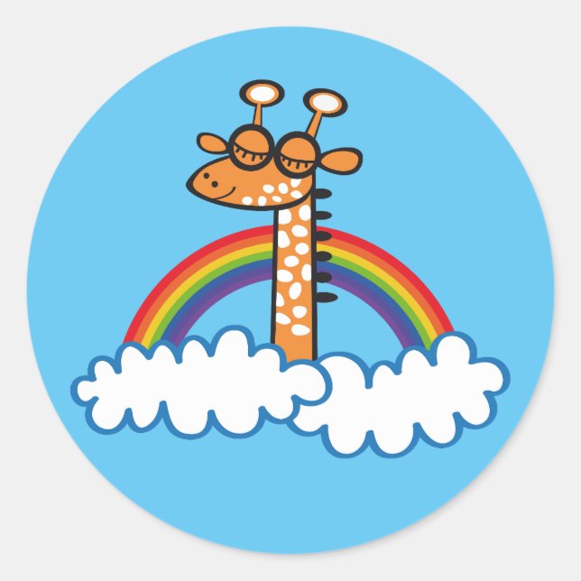 Colorida Jirafa. Giraffe. Arcoiris, rainbow. Runder Aufkleber (Vorderseite)