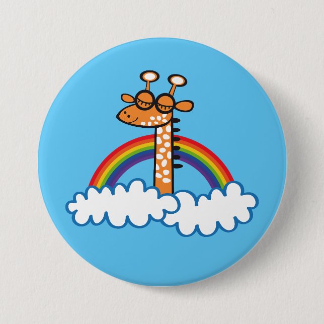 Colorida Jirafa. Jirafa. Arcoiris, arco iris Button (Vorderseite)