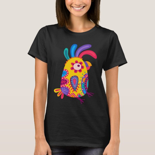 Colorido papagayo pequeño con copete alebrije mexi T-Shirt (Vorderseite)
