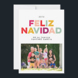 Colorido Tipo de Tarjeta de Navidad plana Feiertagskarte<br><div class="desc">Esta tarjeta de navidad de la foto plana con estilo antiguo, el tipo de textura de colores en colores, bastante moderna se extiende alegr � a de las fiestas de esta temporada. Personalizar con su propia foto, el a � o y el nombre del texto en negro. Fotograf � ein...</div>