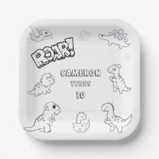 Coloring Activity Spaß niedliches Party Dinosaur P Pappteller