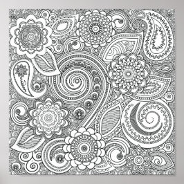 Coloring Henna Pattern Poster