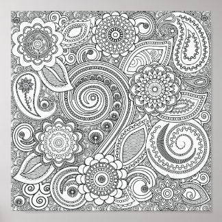Coloring Henna Pattern Poster