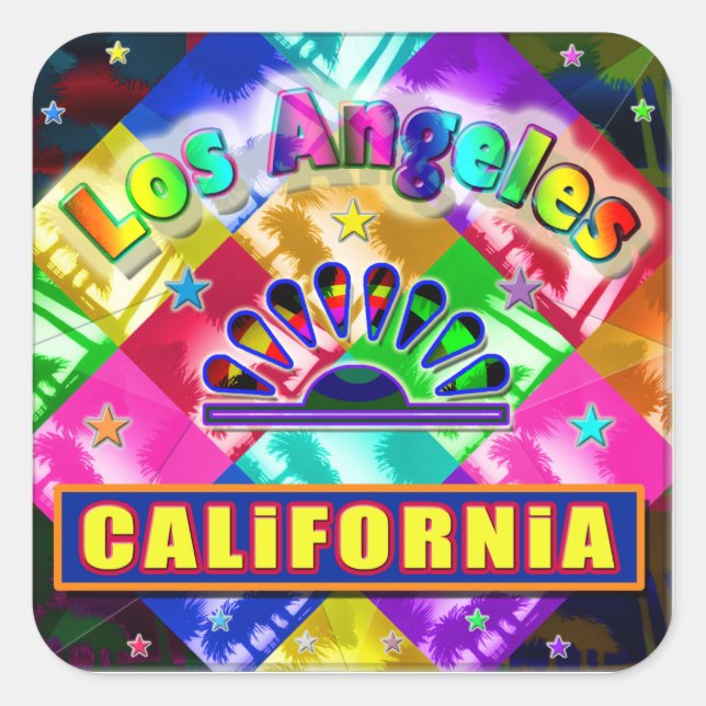 "Coloring Los Angeles 4"-Aufkleber Quadratischer Aufkleber (Vorderseite)