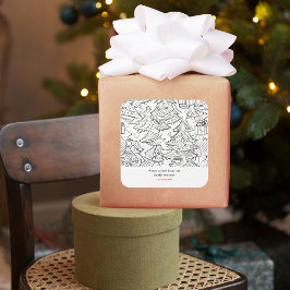 Coloring Outline Of Christmas Quadratischer Aufkleber