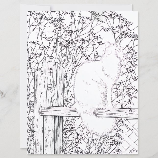 Coloring Page - Cat on Fence (Vorderseite)
