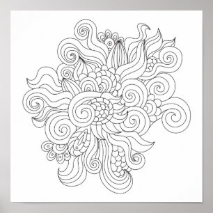 Coloring Page Crazy Doodle Poster