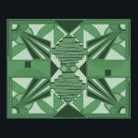 Colorisierte Art Deco Poster<br><div class="desc">Colorized Art Deco Poster hebt verschiedene Grüntöne hervor und betont die geometrischen, architektonischen Qualitäten der Zeit. Da es nur neutrale Grüntöne verwendet, wäre es gut, in einem Raum mit kontrastierenden oder ergänzenden Farbtönen und Farben zu arbeiten.</div>