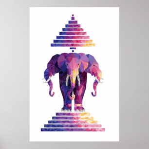 Colorized drei ging Elefant-Kunst voran Poster