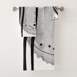 Colorless Abstract Watercolor Two Badhandtuch Set