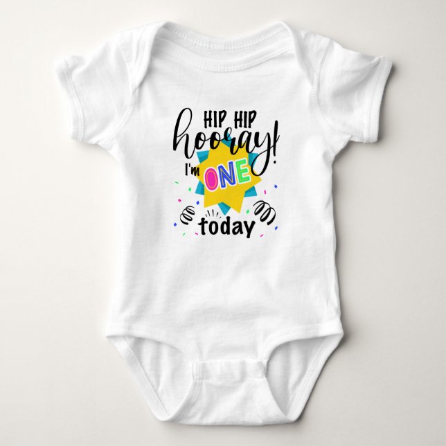 Colorous First Birthday Baby Jersey Bodysuit Baby Strampler (Vorderseite)
