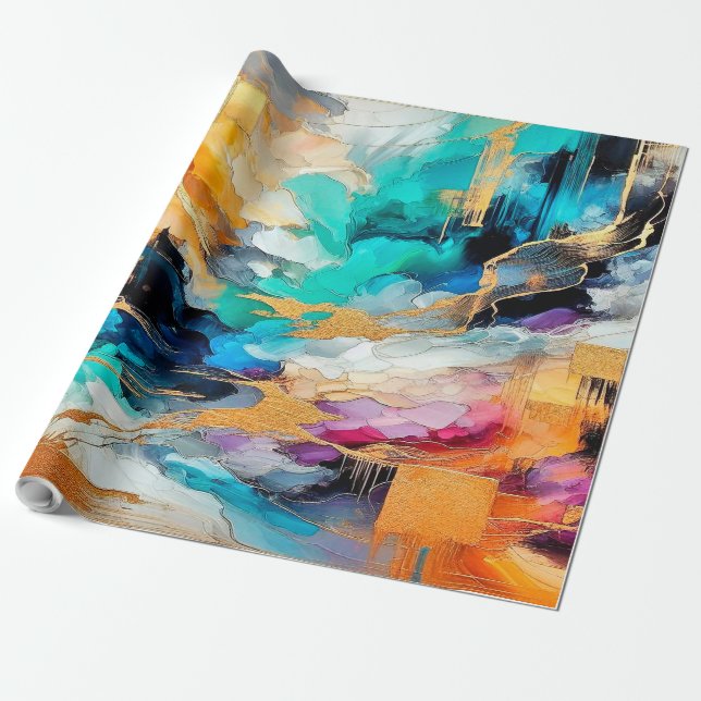 Colors and Gold Geschenkpapier (Ungerollt)